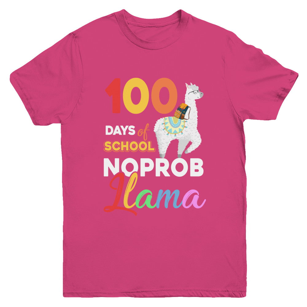 100 Days Of School Shirt Cute No Probllama Llama Youth Youth Shirt | Teecentury.com