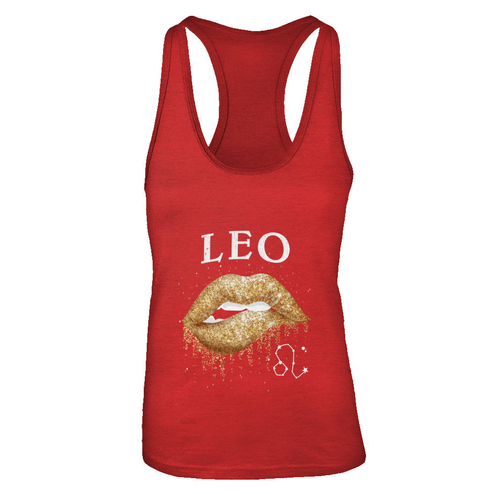 Leo Zodiac July August Birthday Gift Golden Lipstick T-Shirt & Tank Top | Teecentury.com