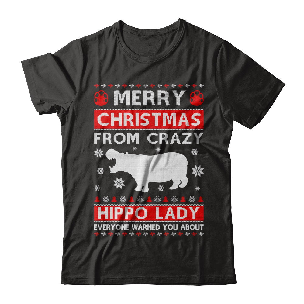 Merry Christmas From Crazy Hippo Lady Sweater T-Shirt & Sweatshirt | Teecentury.com