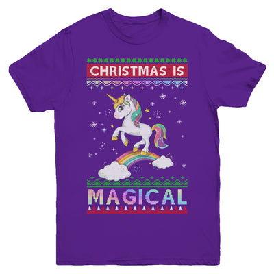 Christmas Is Magical Unicorn Ugly Christmas Sweater Youth Youth Shirt | Teecentury.com