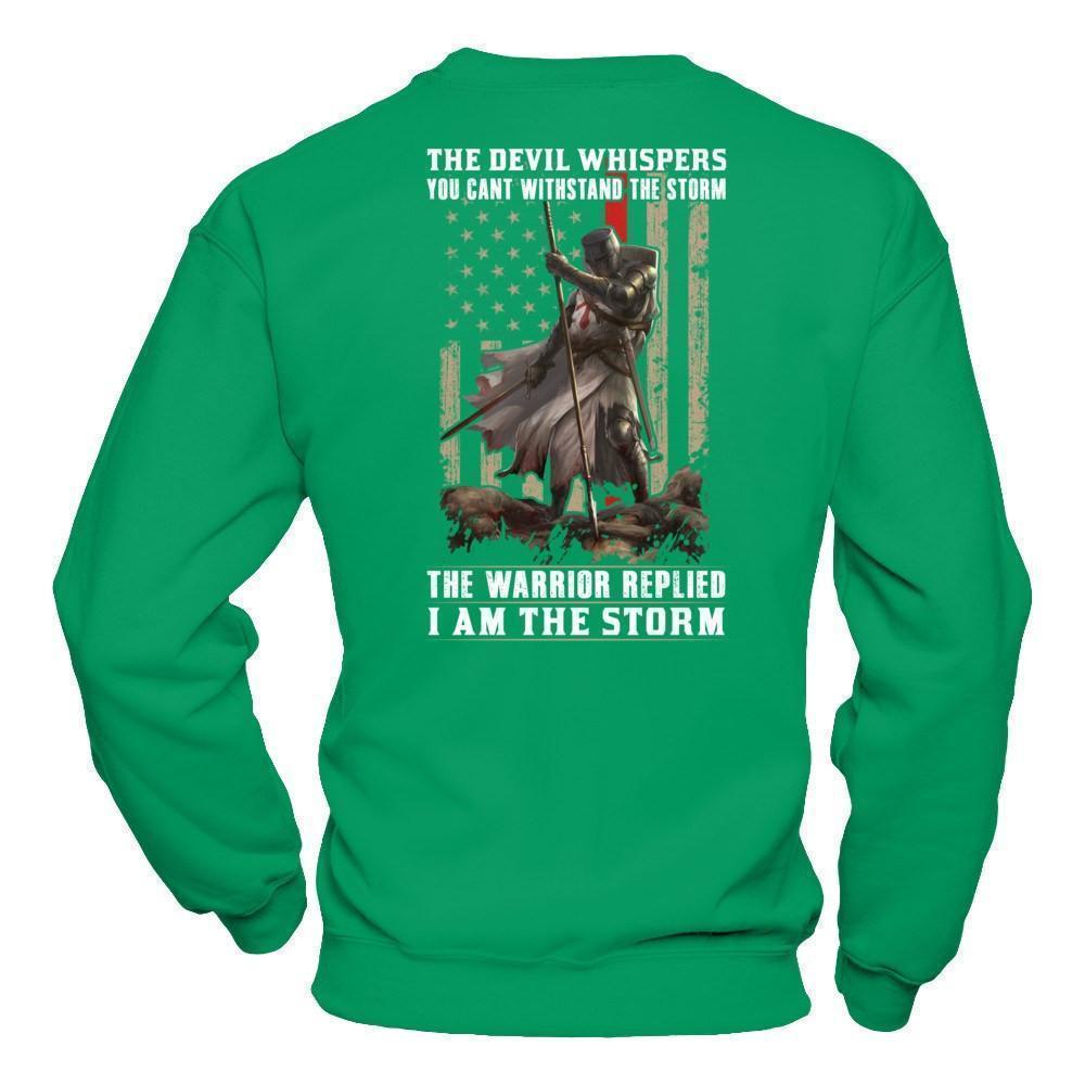 Knight Templar The Devil Whispers You Can't Withstand The Storm T-Shirt & Hoodie | Teecentury.com