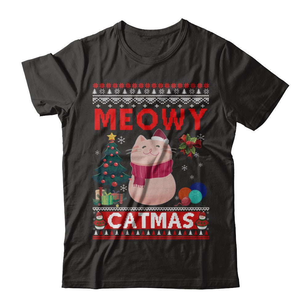 Meowy Catmas Ugly Sweater Cat Christmas T-Shirt & Sweatshirt | Teecentury.com