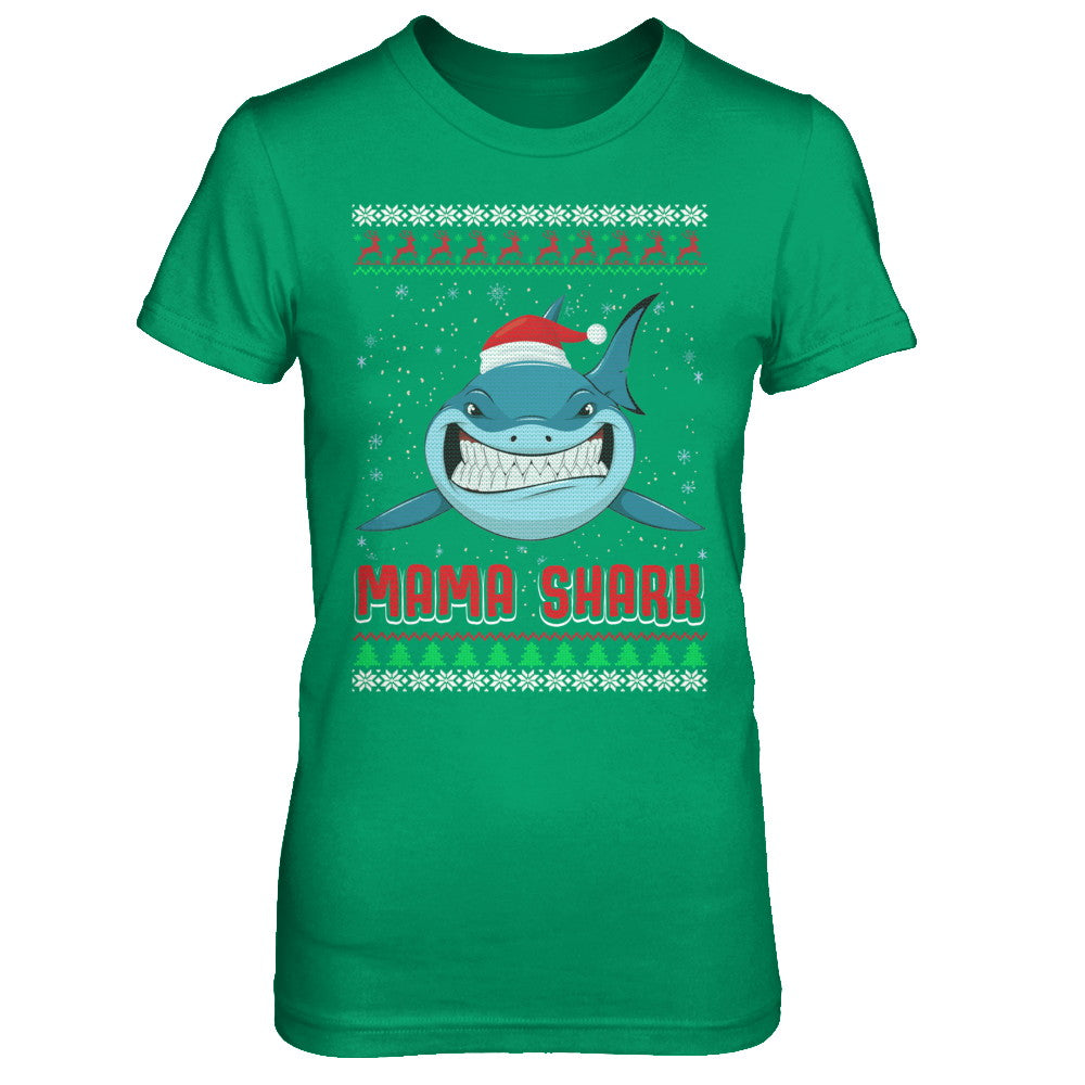 Mama Claus Shark Family Matching Christmas Ugly Sweater T-Shirt & Sweatshirt | Teecentury.com