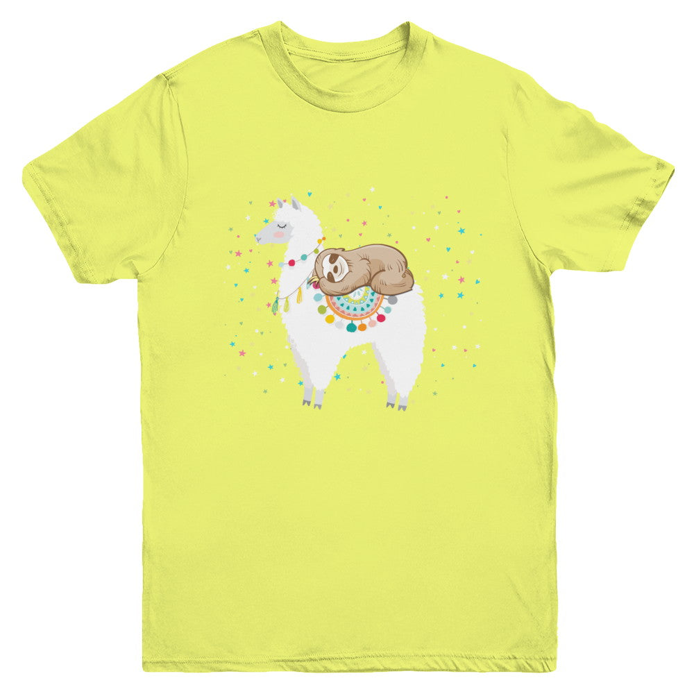 Funny Sloth Riding Llama Lover Youth Youth Shirt | Teecentury.com