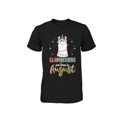 Llama Unicorn Llamacorns Born In August Birthday Gift Youth Youth Shirt | Teecentury.com