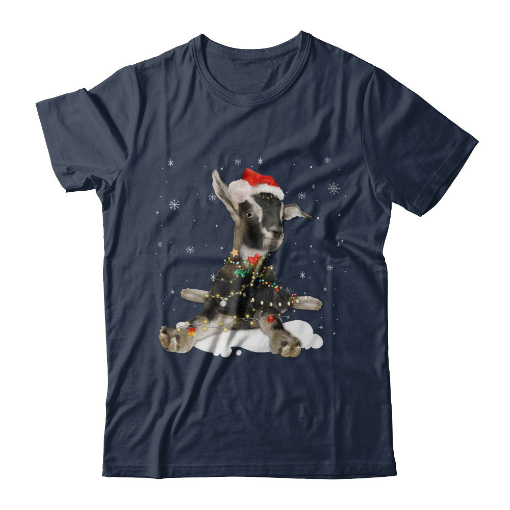 Goat With Santa Hat Lights Christmas T-Shirt & Sweatshirt | Teecentury.com