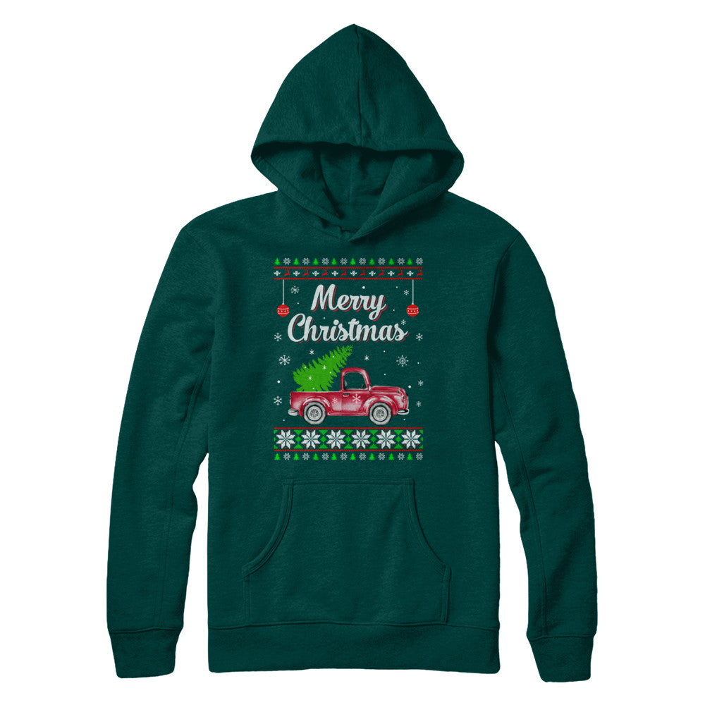 Snow Tree Truck Merry Christmas Ugly Sweater T-Shirt & Sweatshirt | Teecentury.com
