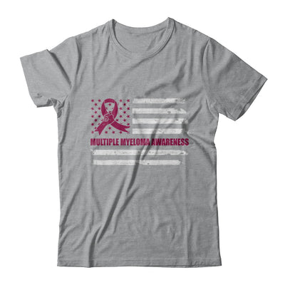 Burgundy Ribbon Multiple Myeloma Awareness US Flag T-Shirt & Hoodie | Teecentury.com