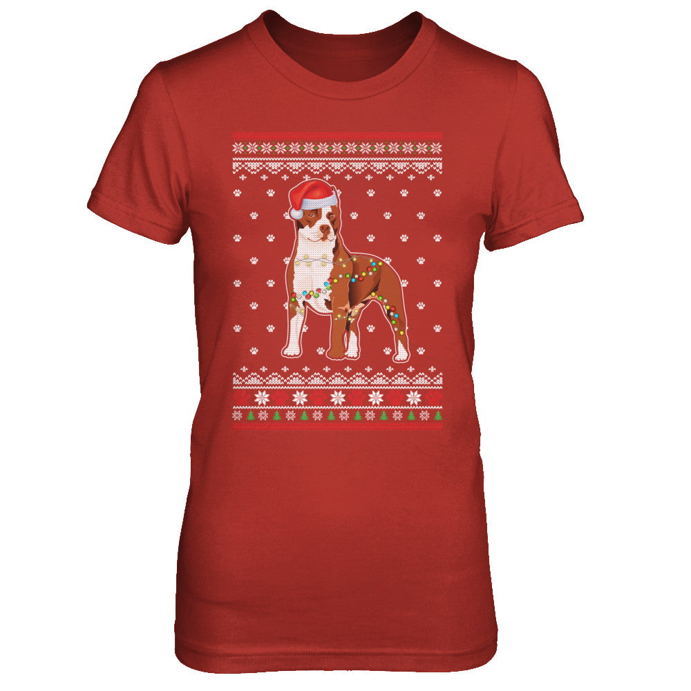Pitbull Christmas Ugly Sweater Lights Dog Xmas Gift T-Shirt & Sweatshirt | Teecentury.com