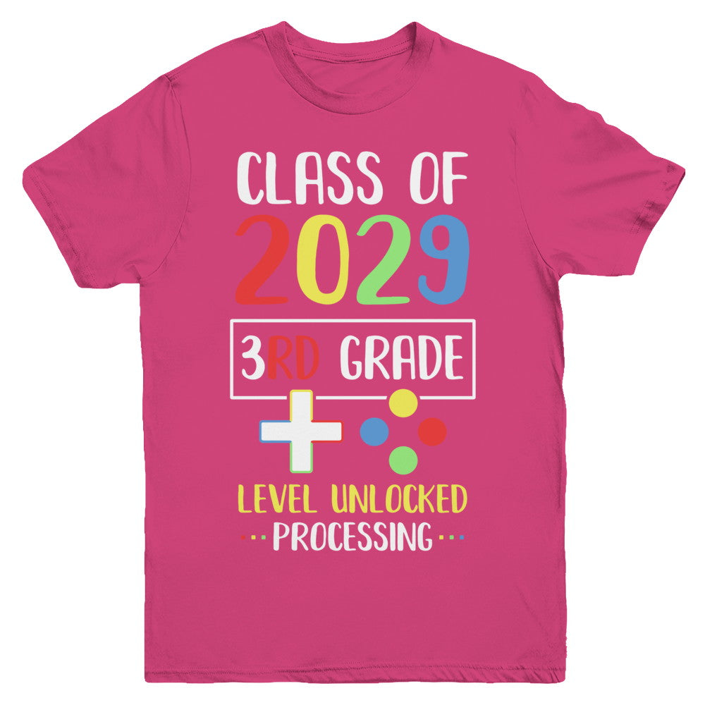 Class Of 2029 3rd Grade Level Unlock Gaming Back Go School Youth Youth Shirt | Teecentury.com