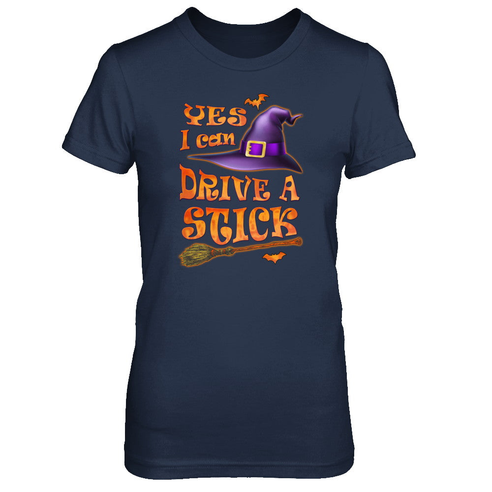 Yes I Can Drive A Stick Funny Halloween Witch Broom T-Shirt & Tank Top | Teecentury.com