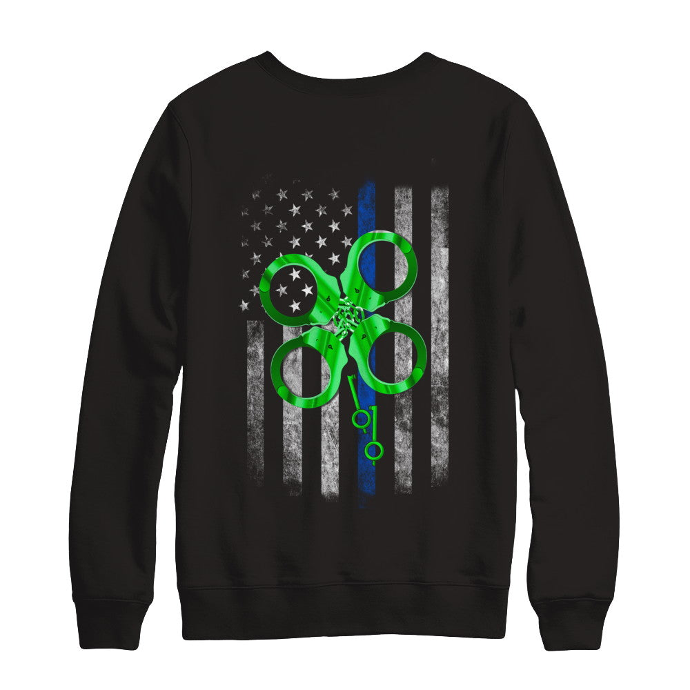 Thin Blue Line Happy St Patrick's Day Clover Police T-Shirt & Hoodie | Teecentury.com