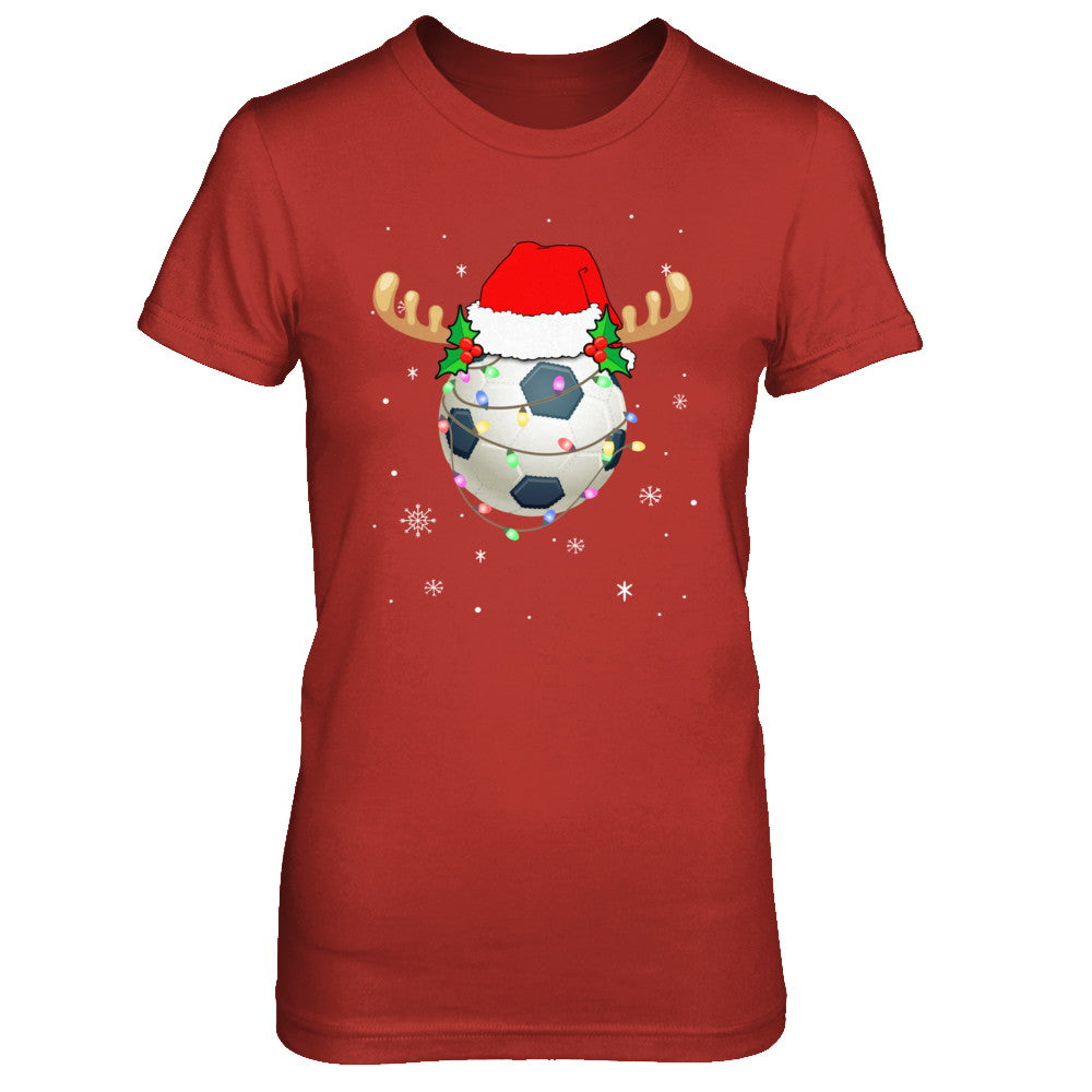 Santa Hat Soccer Reindeer Christmas Gifts T-Shirt & Sweatshirt | Teecentury.com
