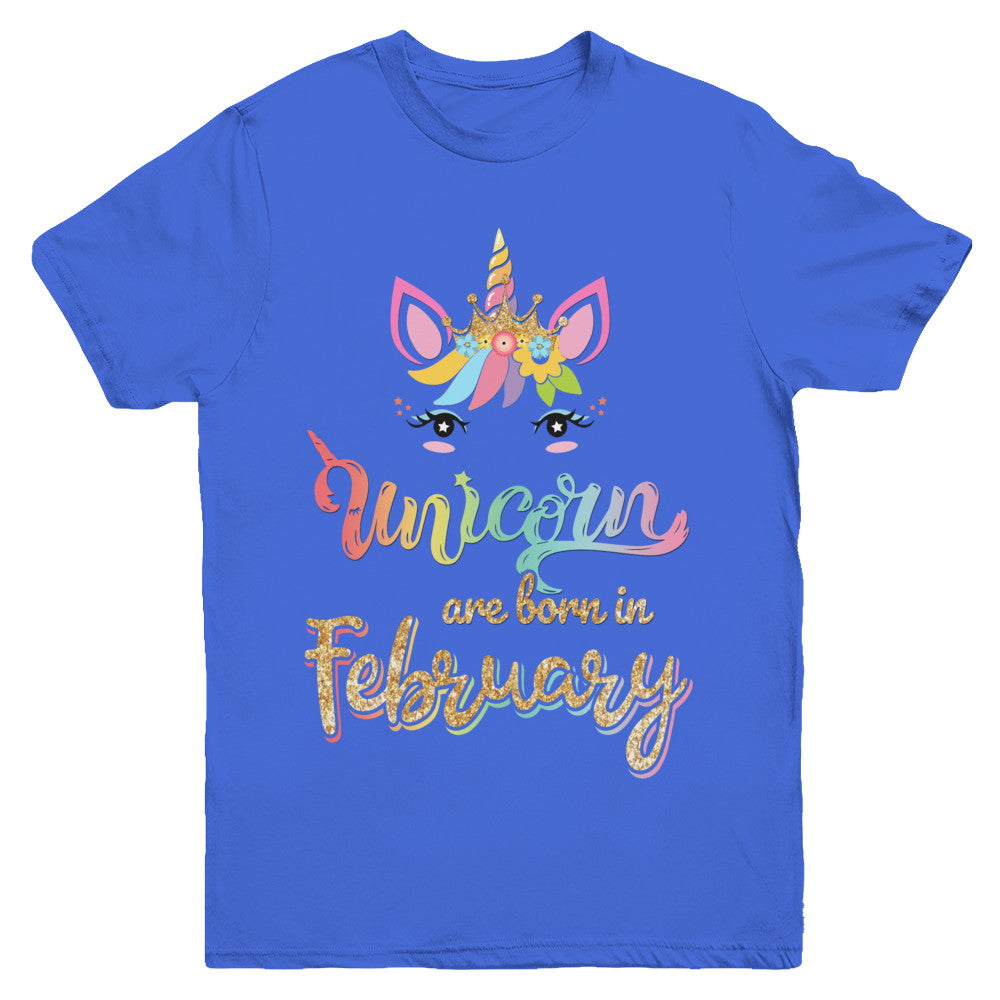 Cute Unicorns Are Born In February Birthday Gift Youth Youth Shirt | Teecentury.com