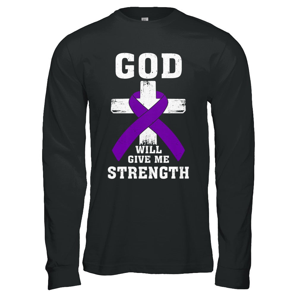 God Will Give Me Strength Purple Violet Awareness Ribbon Gift T-Shirt & Hoodie | Teecentury.com