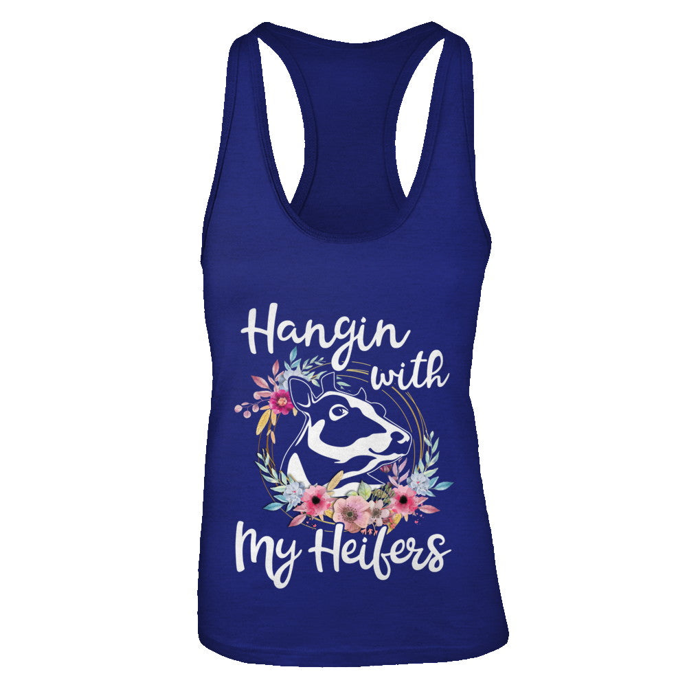 Hanging With My Heifers Flower Funny Cow Farmer T-Shirt & Tank Top | Teecentury.com