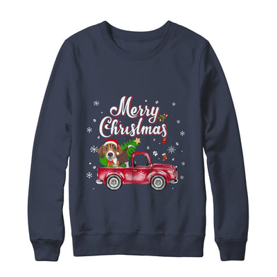 Beagle Rides Red Truck Christmas Pajama T-Shirt & Sweatshirt | Teecentury.com