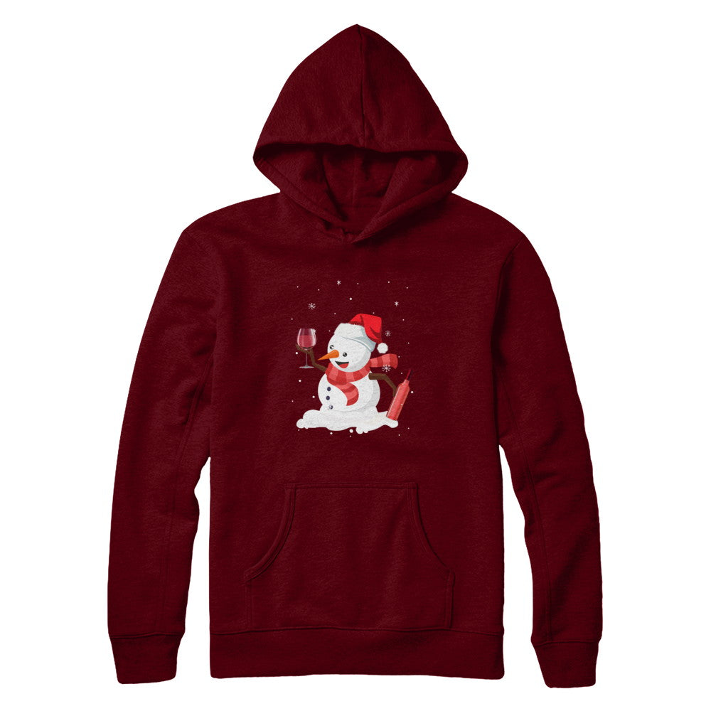 Snowman Wine Drinking Wine Lovers Christmas Gift T-Shirt & Sweatshirt | Teecentury.com
