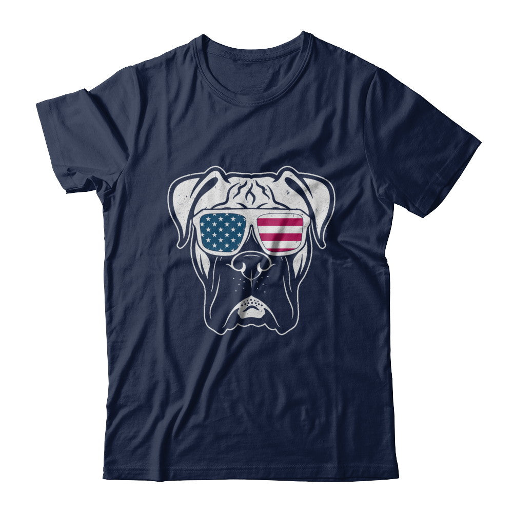 Boxer Dog American Flag Glasses 4Th Of July T-Shirt & Hoodie | Teecentury.com