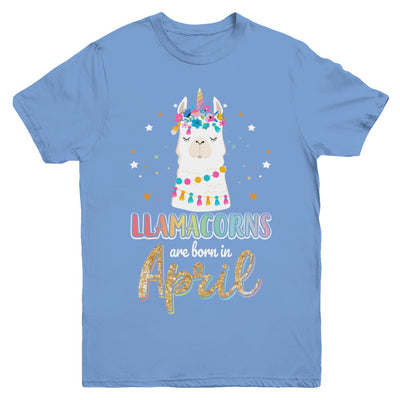 Llama Unicorn Llamacorns Born In April Birthday Gift Youth Youth Shirt | Teecentury.com