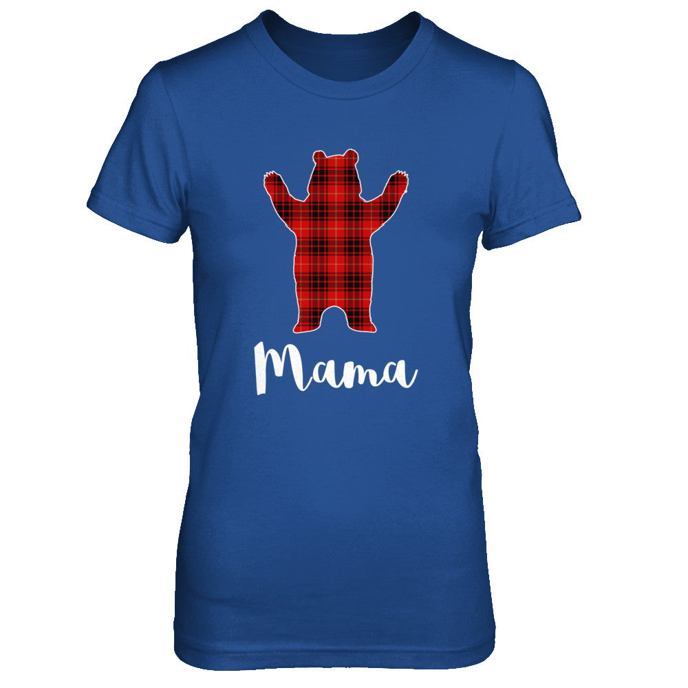 Red Mama Bear Buffalo Plaid Family Christmas Pajamas T-Shirt & Sweatshirt | Teecentury.com