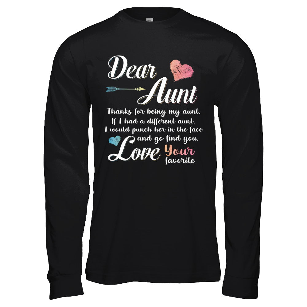 Dear Aunt Thanks for Being My Aunt Gift Christmas T-shirts Pullover Hoodies Black/S