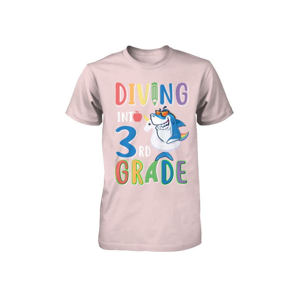 Diving Into 3rd Grade Back To School Shark Youth Youth Shirt | Teecentury.com