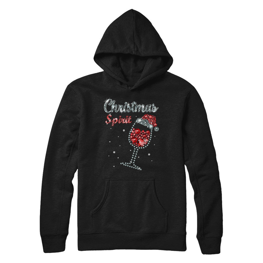 Diamond Christmas Spirit Santa Hat Wine Glass T-Shirt & Sweatshirt | Teecentury.com