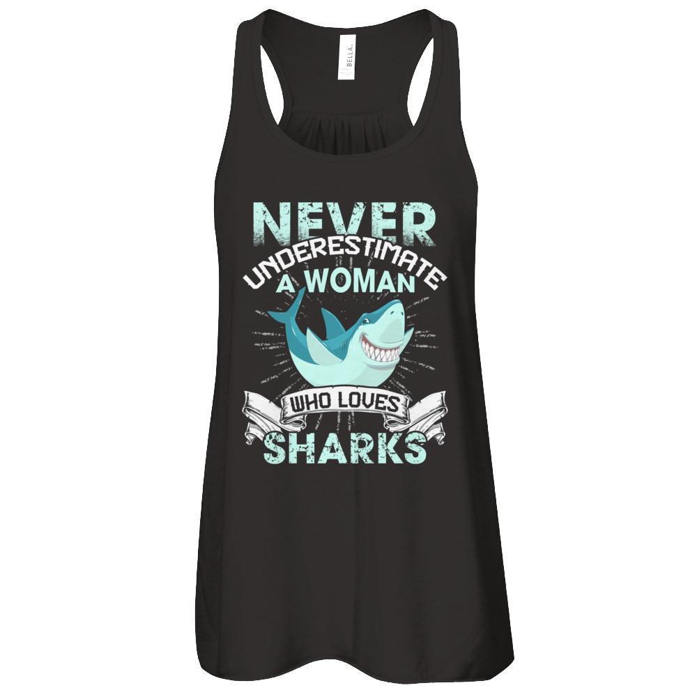 Never Underestimate A Woman Who Loves Shark T-Shirt & Tank Top | Teecentury.com