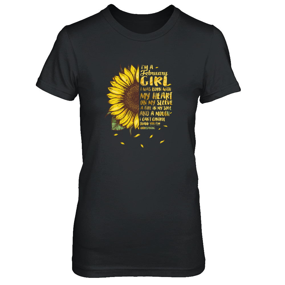 I Am A February Girl Birthday Gifts Sunflower T-Shirt & Tank Top | Teecentury.com