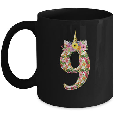 9th Birthday Girl 9 Years Old Awesome Unicorn Flower Mug Coffee Mug | Teecentury.com