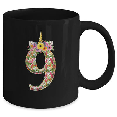 9th Birthday Girl 9 Years Old Awesome Unicorn Flower Mug Coffee Mug | Teecentury.com