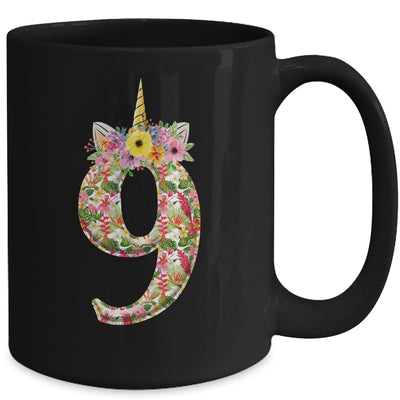 9th Birthday Girl 9 Years Old Awesome Unicorn Flower Mug Coffee Mug | Teecentury.com