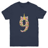 9th Birthday Girl 9 Years Old Awesome Unicorn Flower Youth Youth Shirt | Teecentury.com