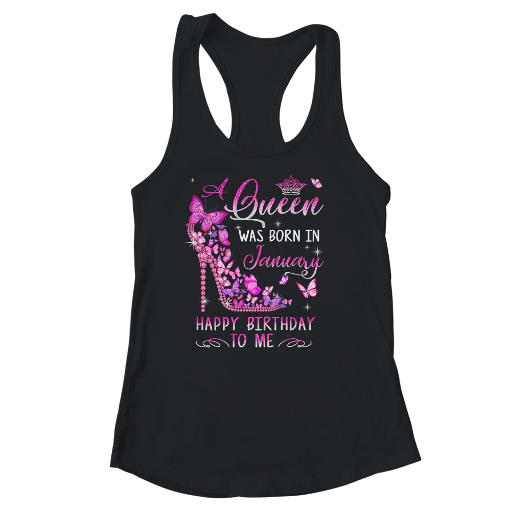 A Queen Was Born In January Happy Birthday To Me Pink Shirt & Tank Top | teecentury