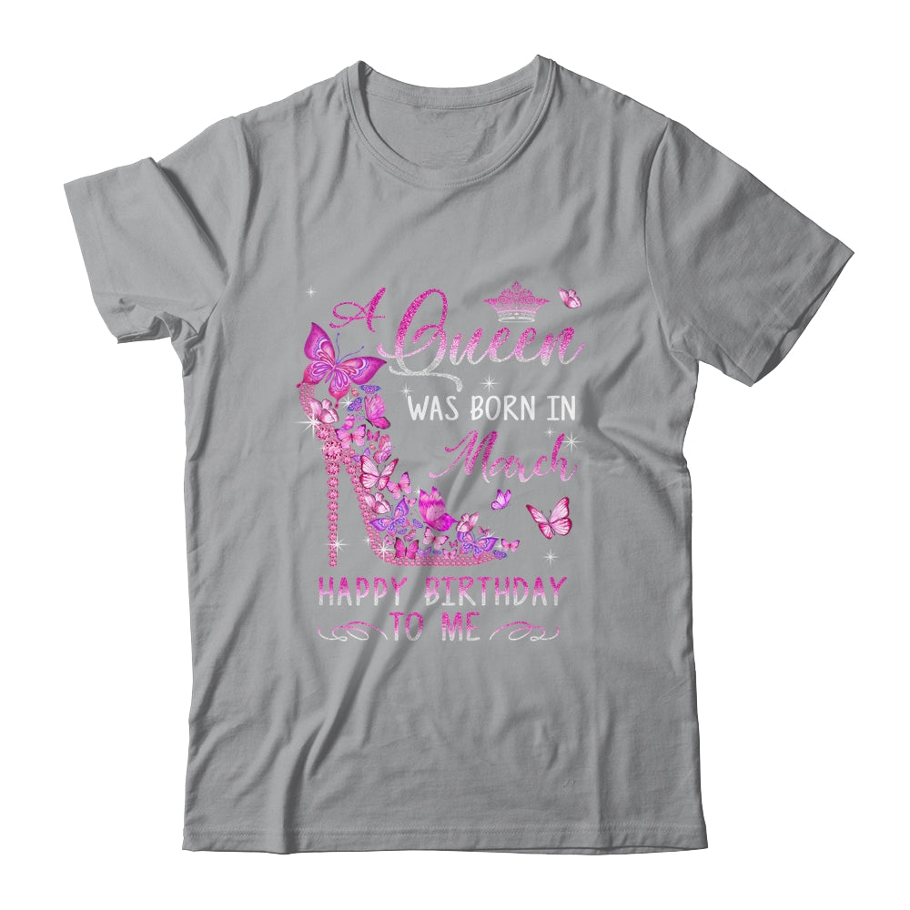 A Queen Was Born In March Happy Birthday To Me Pink Shirt & Tank Top | teecentury