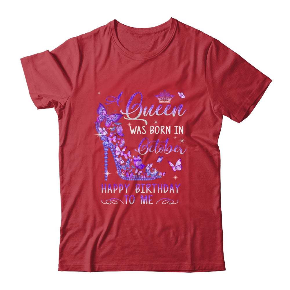 A Queen Was Born In October Cute Birthday Girls Women Shirt & Tank Top | teecentury