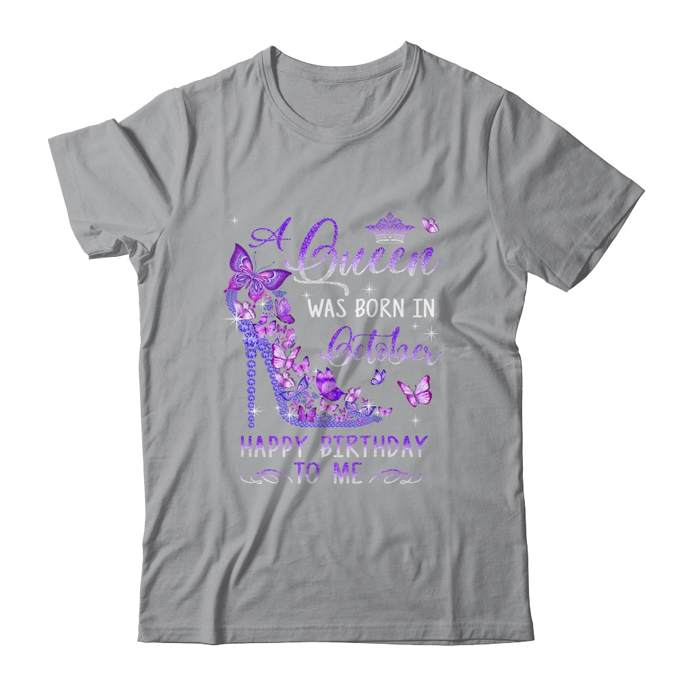 A Queen Was Born In October Cute Birthday Girls Women Shirt & Tank Top | teecentury