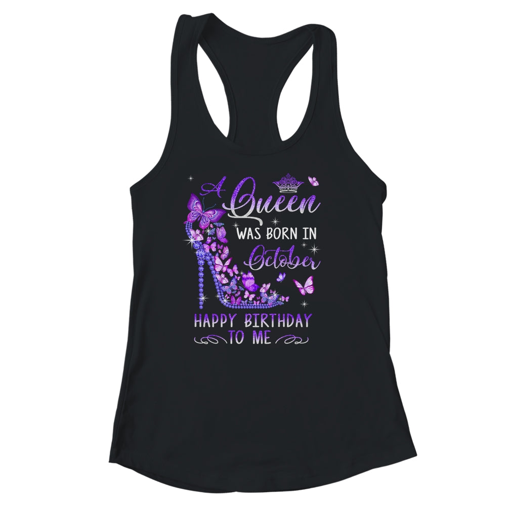 A Queen Was Born In October Cute Birthday Girls Women Shirt & Tank Top | teecentury