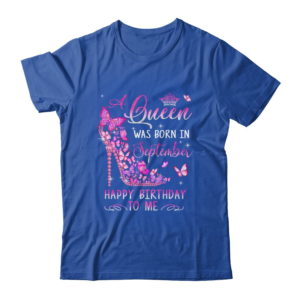 A Queen Was Born In September Happy Birthday To Me Pink Shirt & Tank Top | teecentury