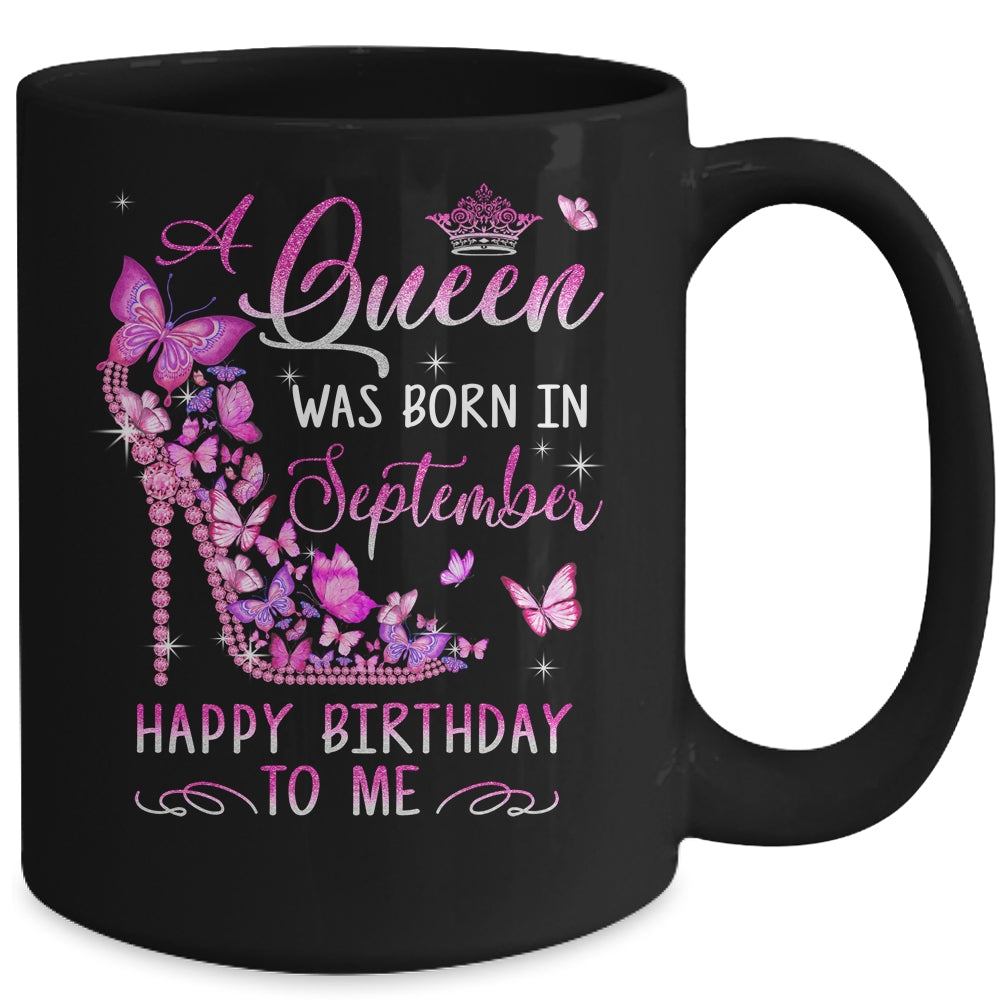 A Queen Was Born In September Happy Birthday To Me Pink Mug | teecentury