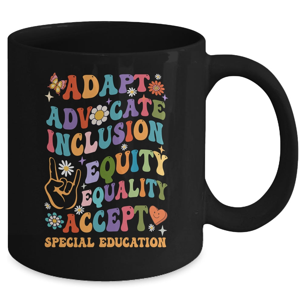 Accept Adapt Advocate Inclusion Equity Equality Teacher Mug | teecentury