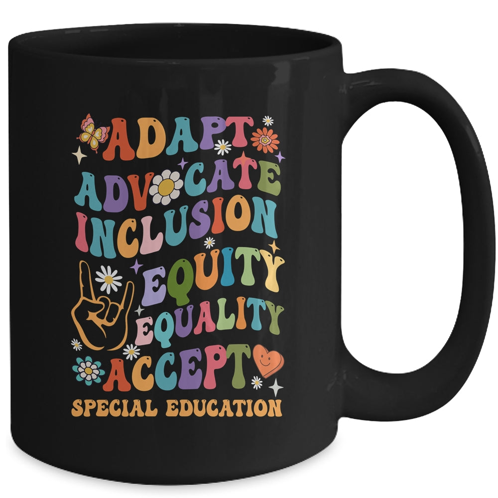 Accept Adapt Advocate Inclusion Equity Equality Teacher Mug | teecentury