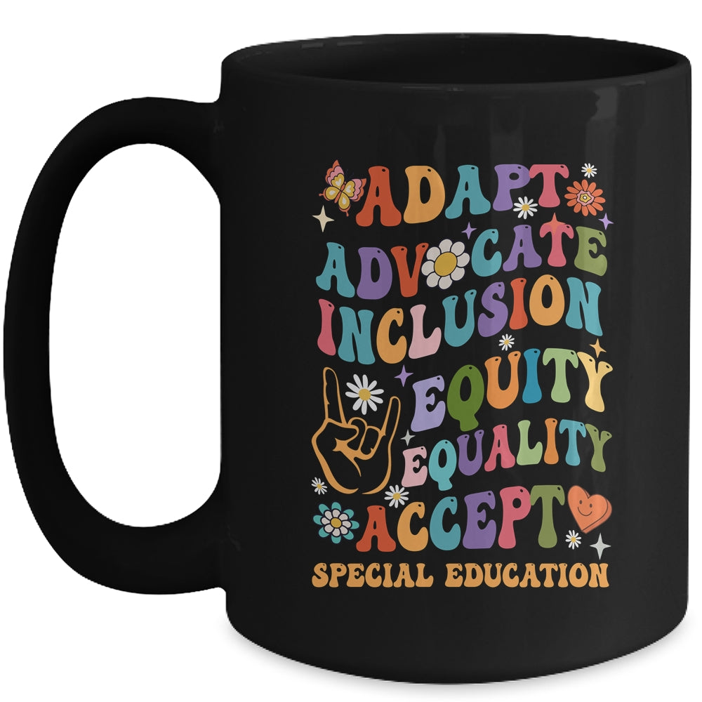 Accept Adapt Advocate Inclusion Equity Equality Teacher Mug | teecentury