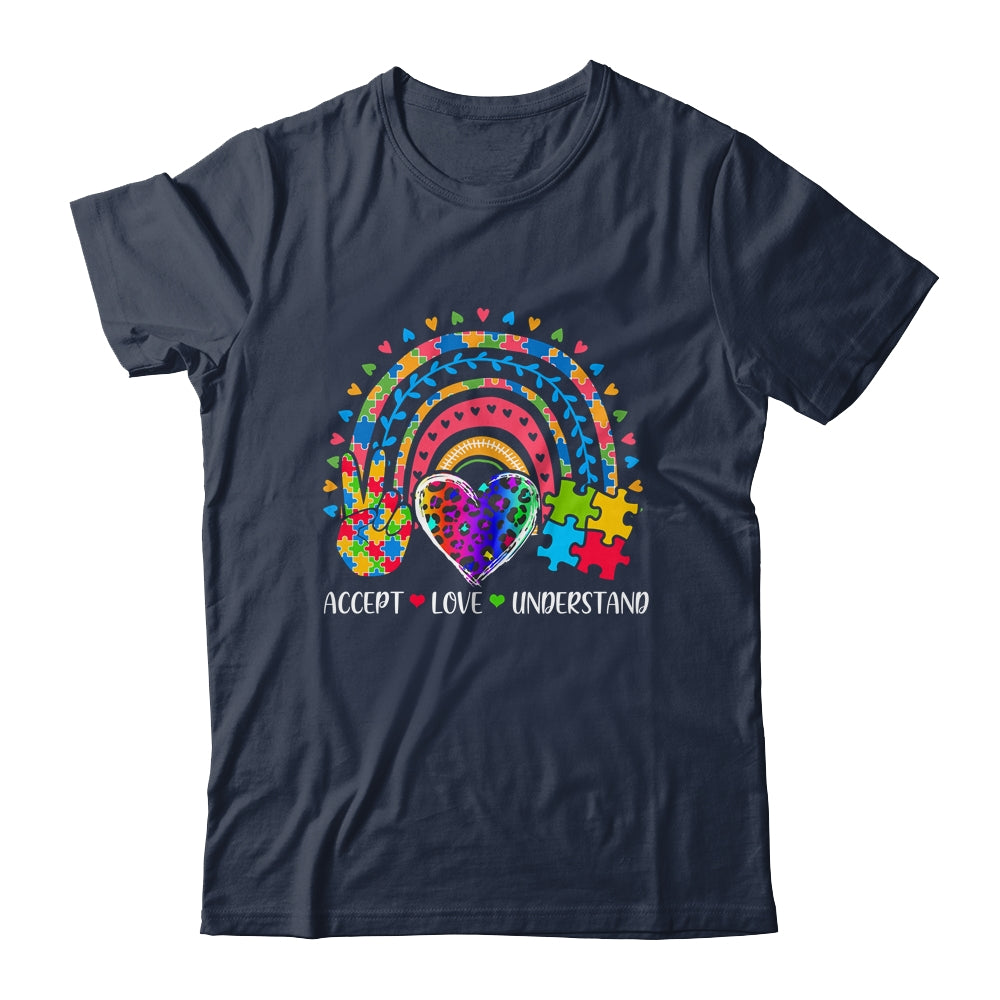 Accept Love Understand Autism Awareness Support Rainbow Shirt & Hoodie | teecentury
