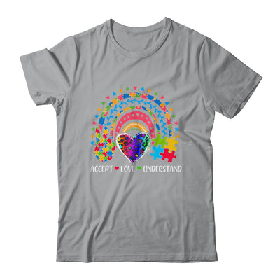 Accept Love Understand Autism Awareness Support Rainbow Shirt & Hoodie | teecentury