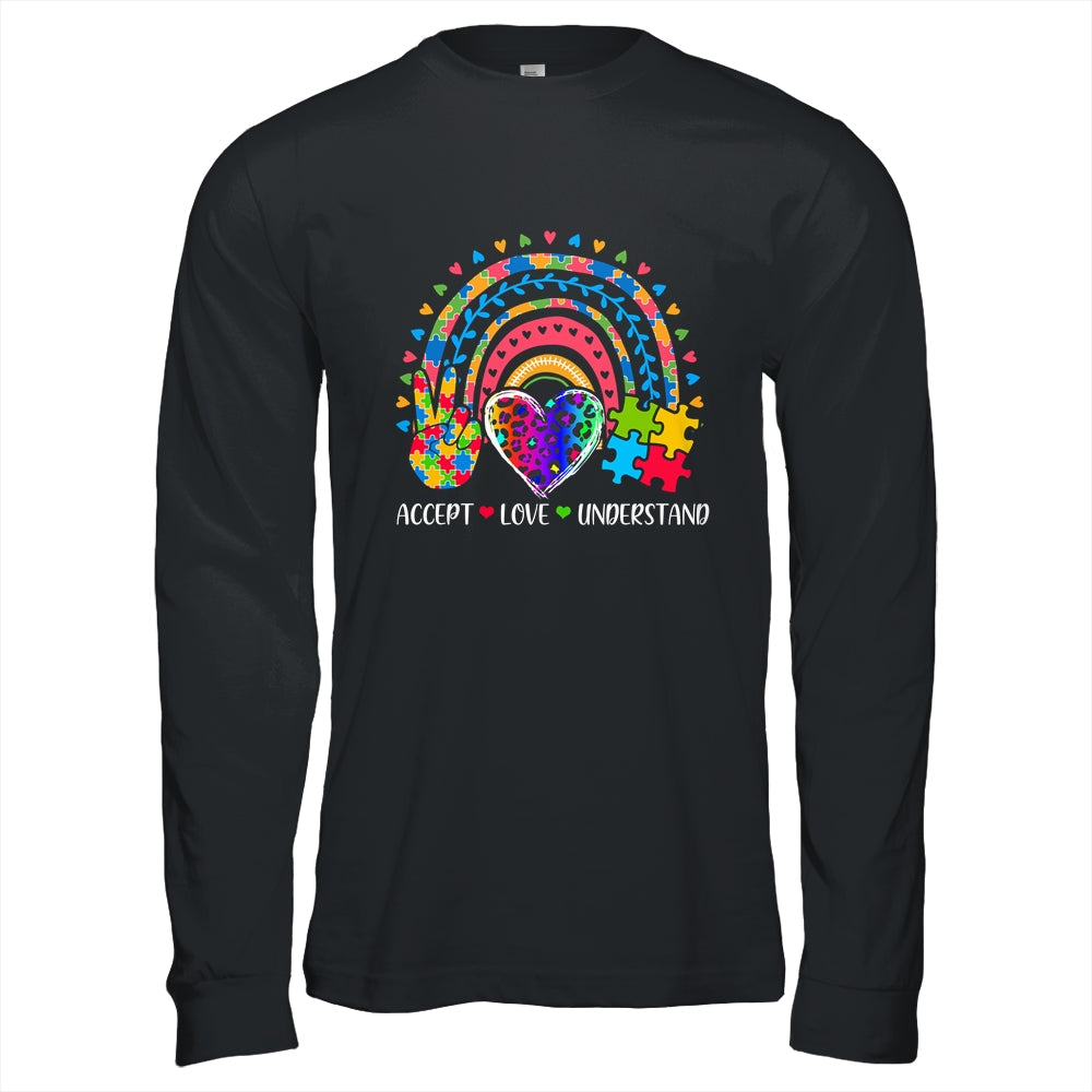 Accept Love Understand Autism Awareness Support Rainbow Shirt & Hoodie | teecentury