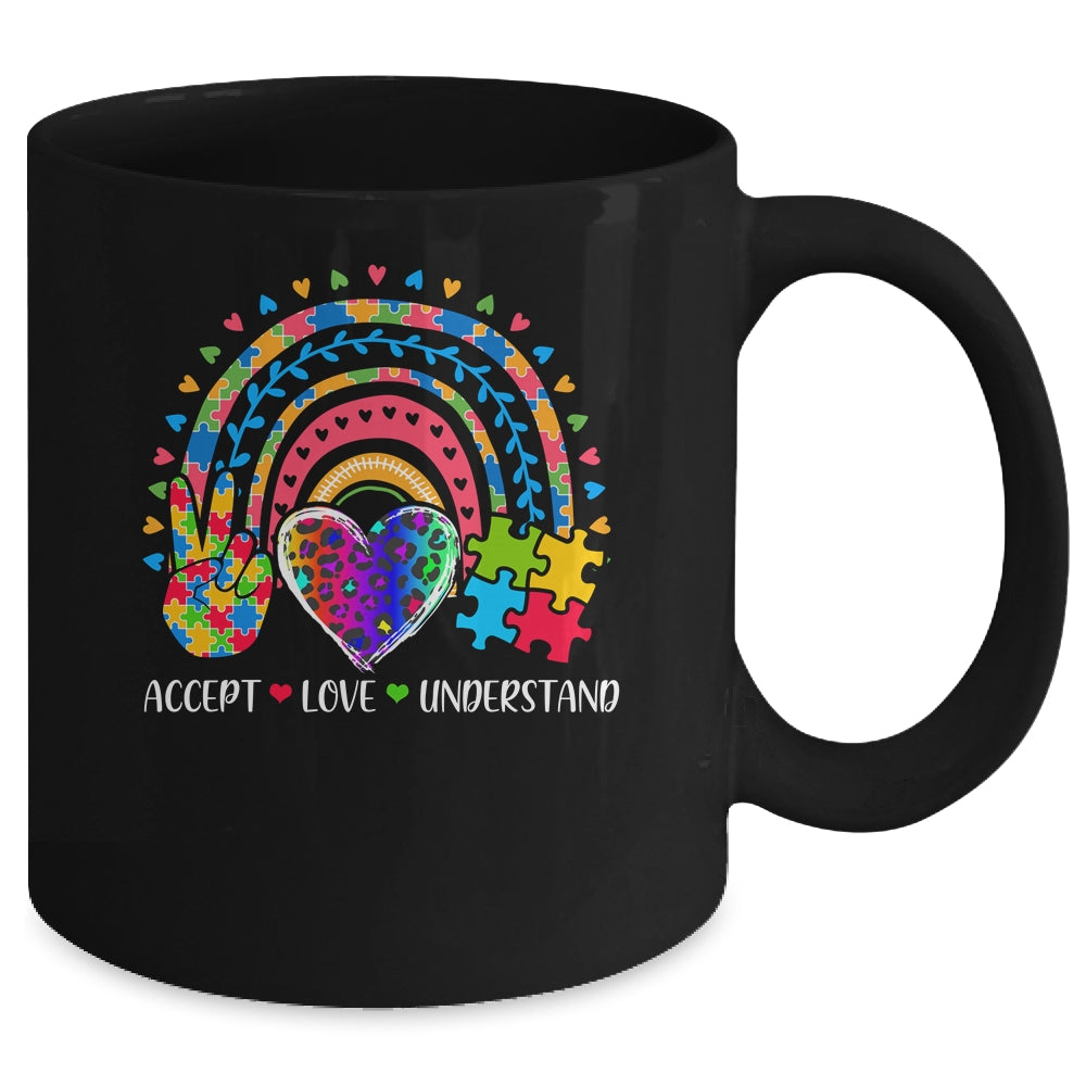 Accept Love Understand Autism Awareness Support Rainbow Mug | teecentury
