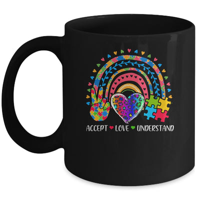 Accept Love Understand Autism Awareness Support Rainbow Mug | teecentury