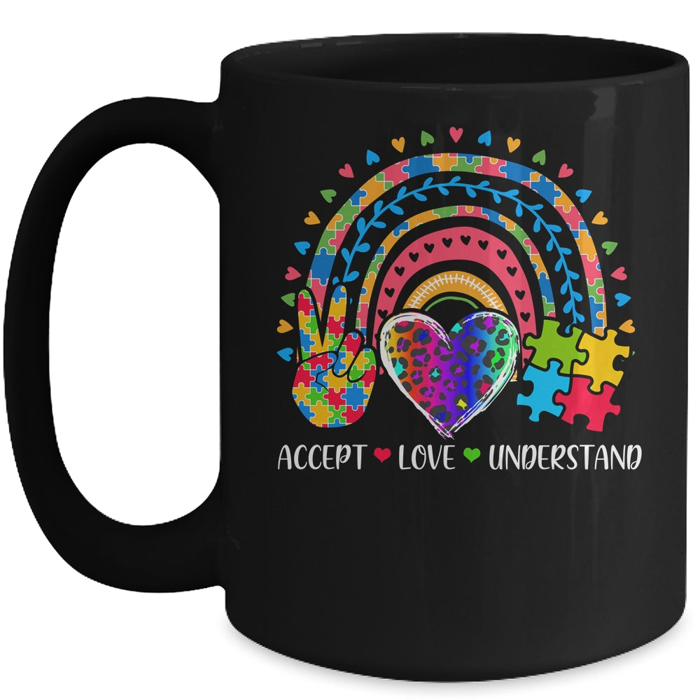 Accept Love Understand Autism Awareness Support Rainbow Mug | teecentury